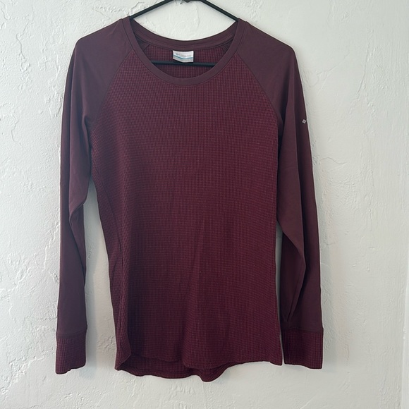 NWOT Columbia Scoop Neck Waffle Maroon Long Sleeved Henley Sz Large - Picture 3 of 7